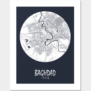 Baghdad, Iraq City Map - Full Moon Posters and Art